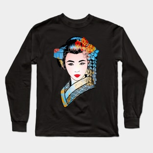 Japanese Geisha Chrysanthemum Kimono 107 Long Sleeve T-Shirt